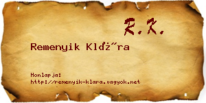 Remenyik Klára névjegykártya